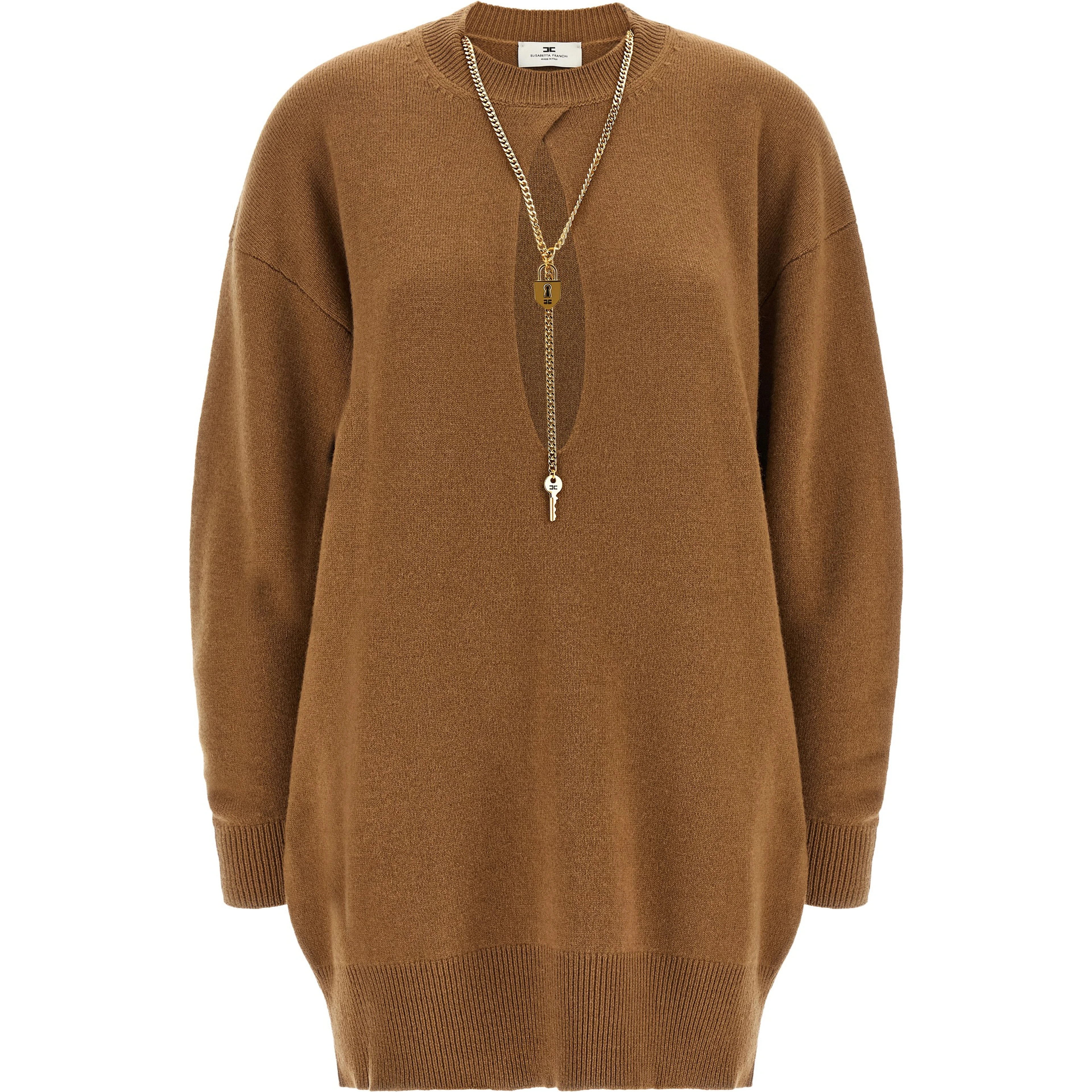 Brown Wool Short Dress