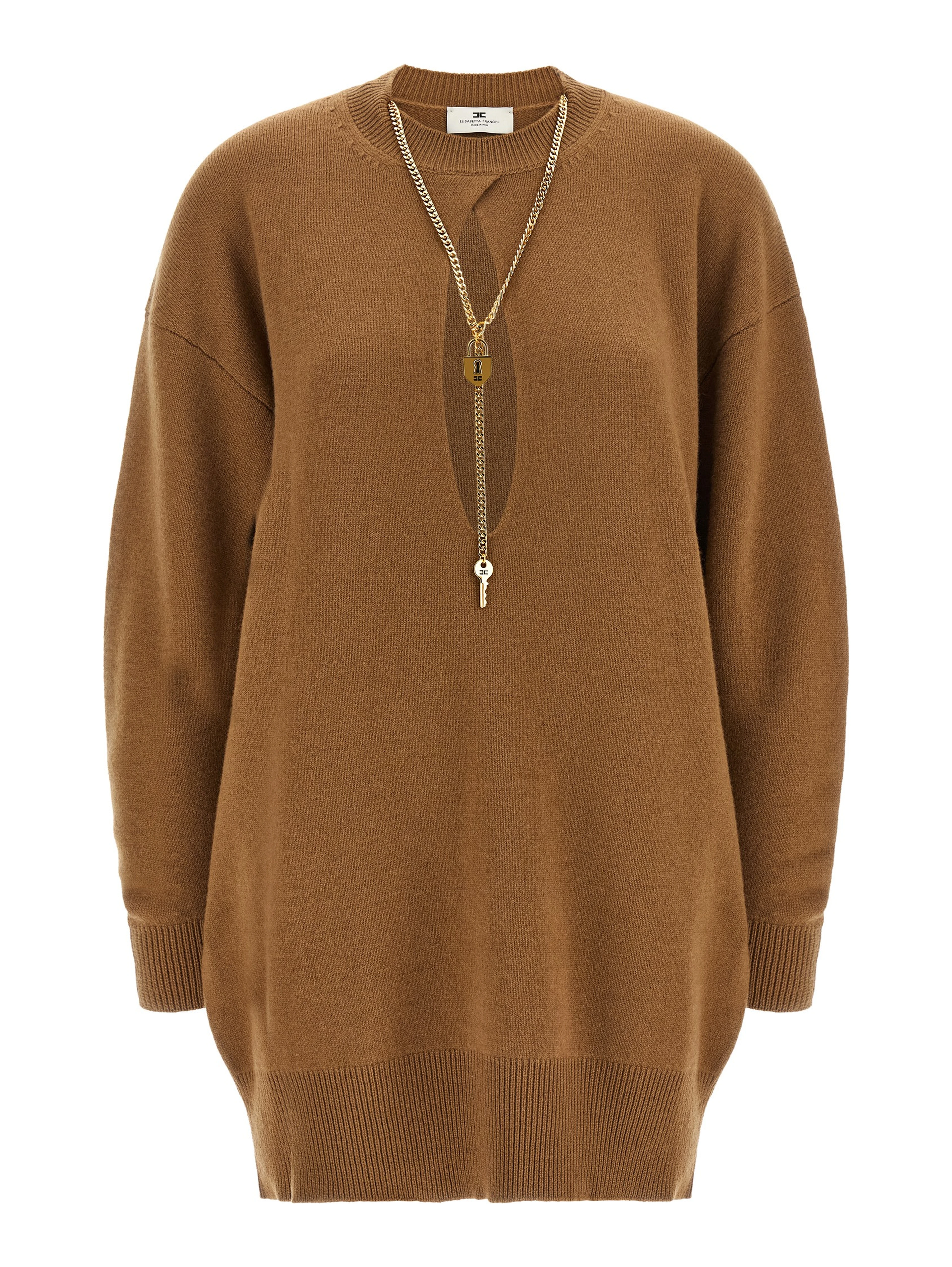 Brown Wool Short Dress