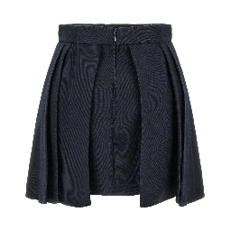 Blue Virgin Wool Long Skirt