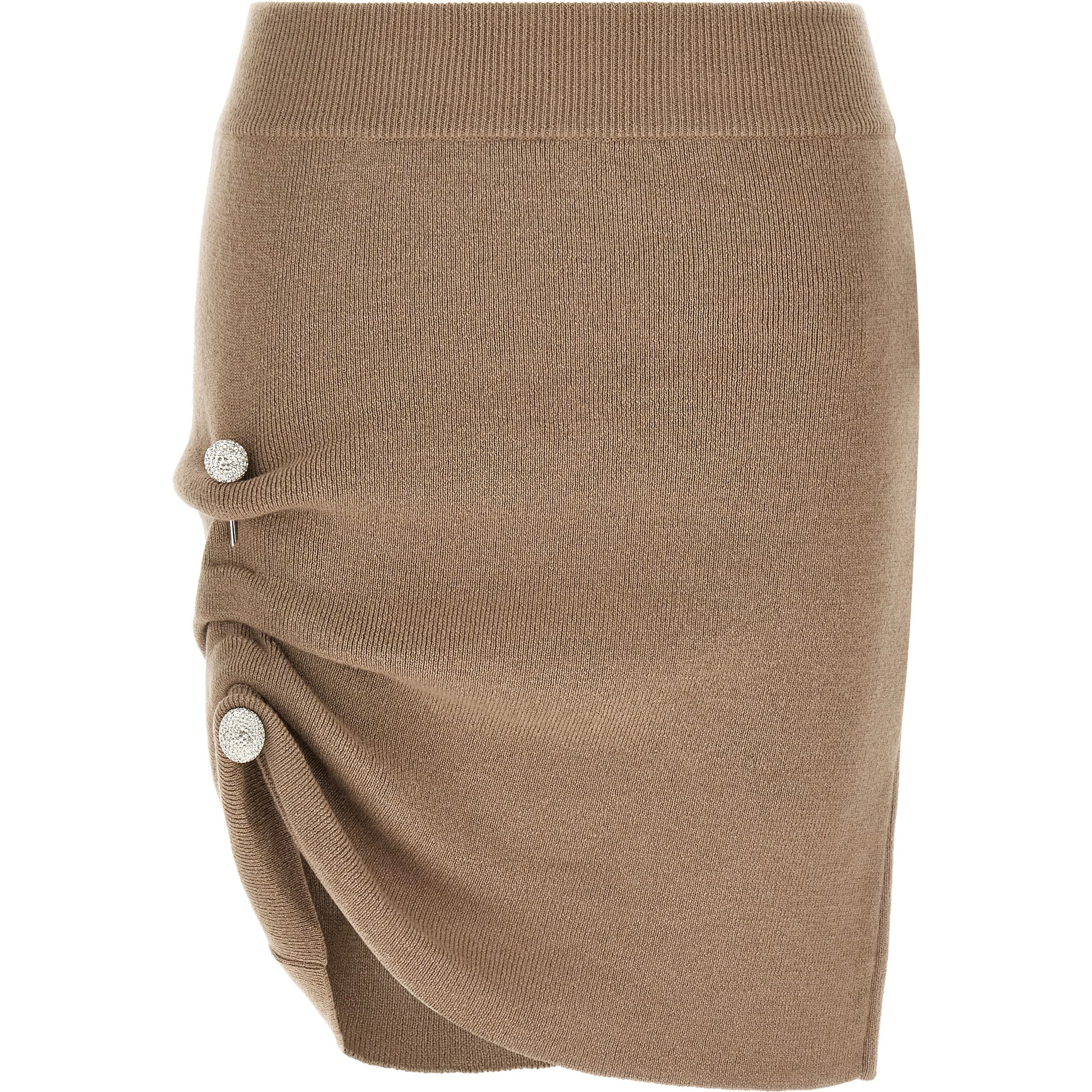 Beige Virgin Wool Long Skirt