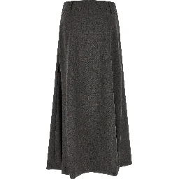 Gray Virgin Wool Midi Skirt