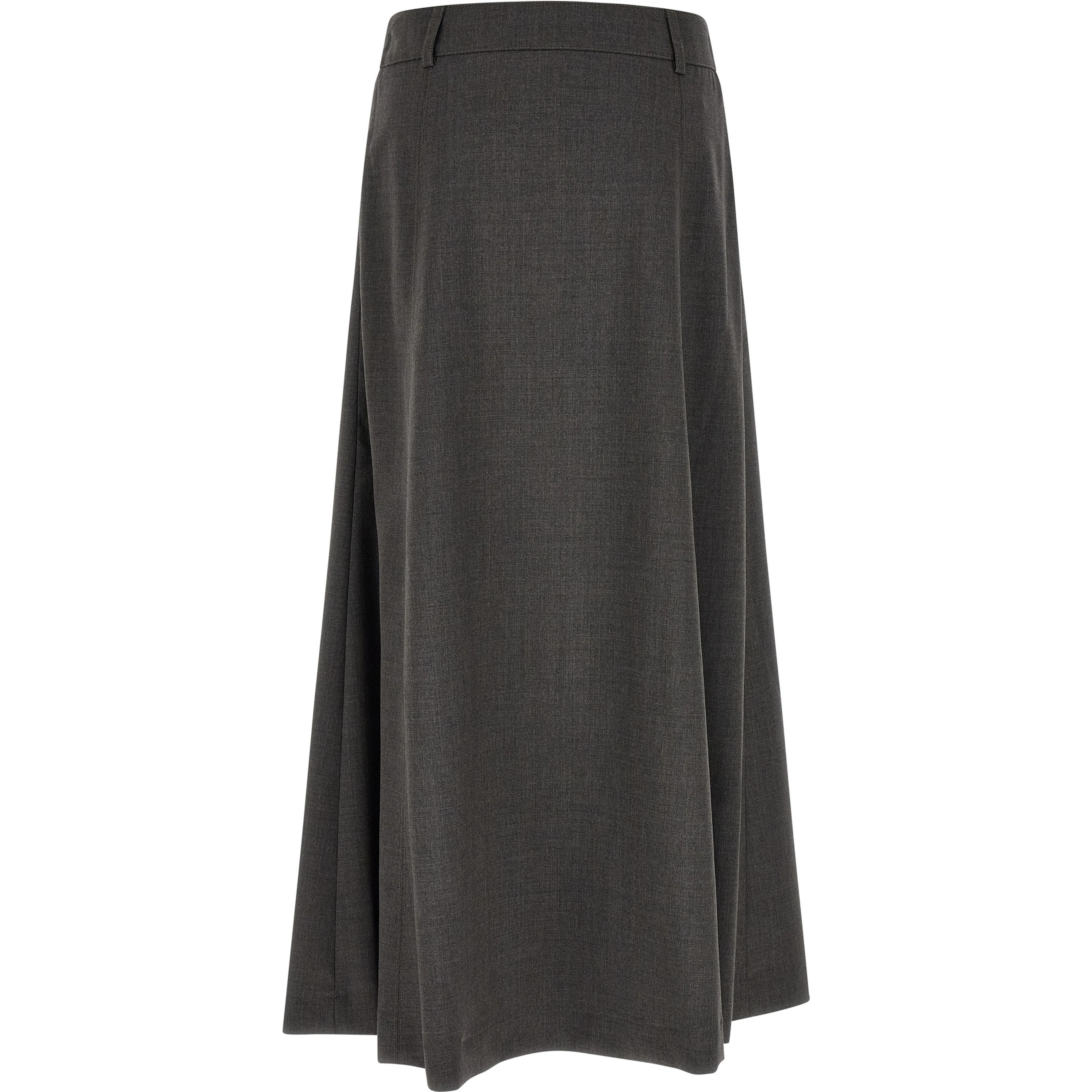 Gray Virgin Wool Midi Skirt