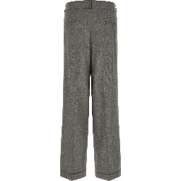 Gray Virgin Wool Casual Pants