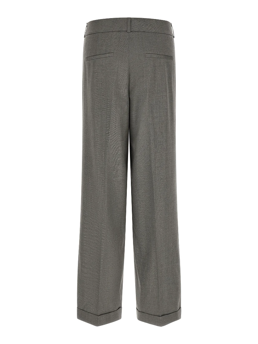Gray Virgin Wool Casual Pants