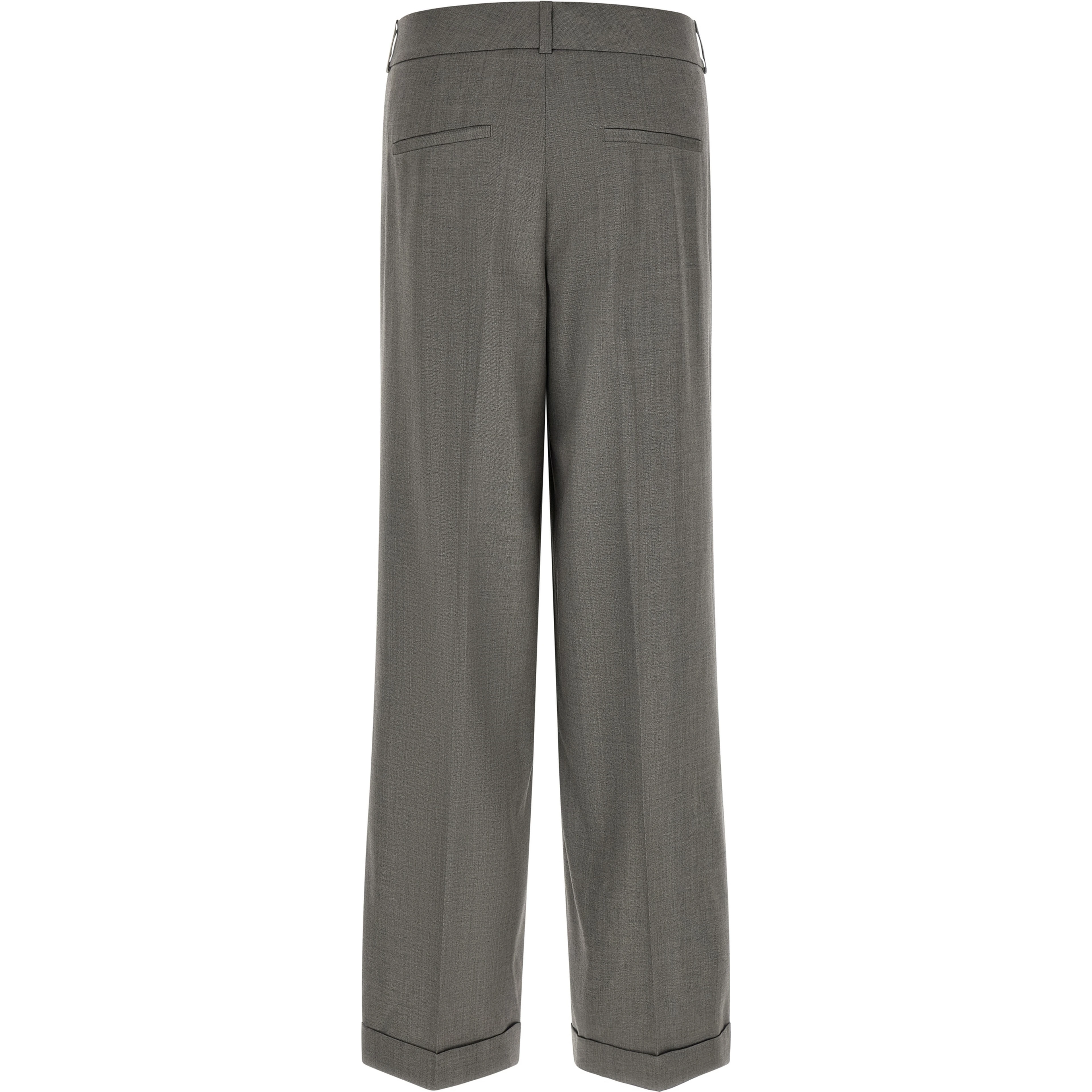 Gray Virgin Wool Casual Pants