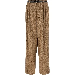 Beige Viscose Casual Pants