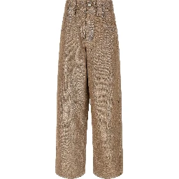 Beige Cotton Relaxed Fit Jeans