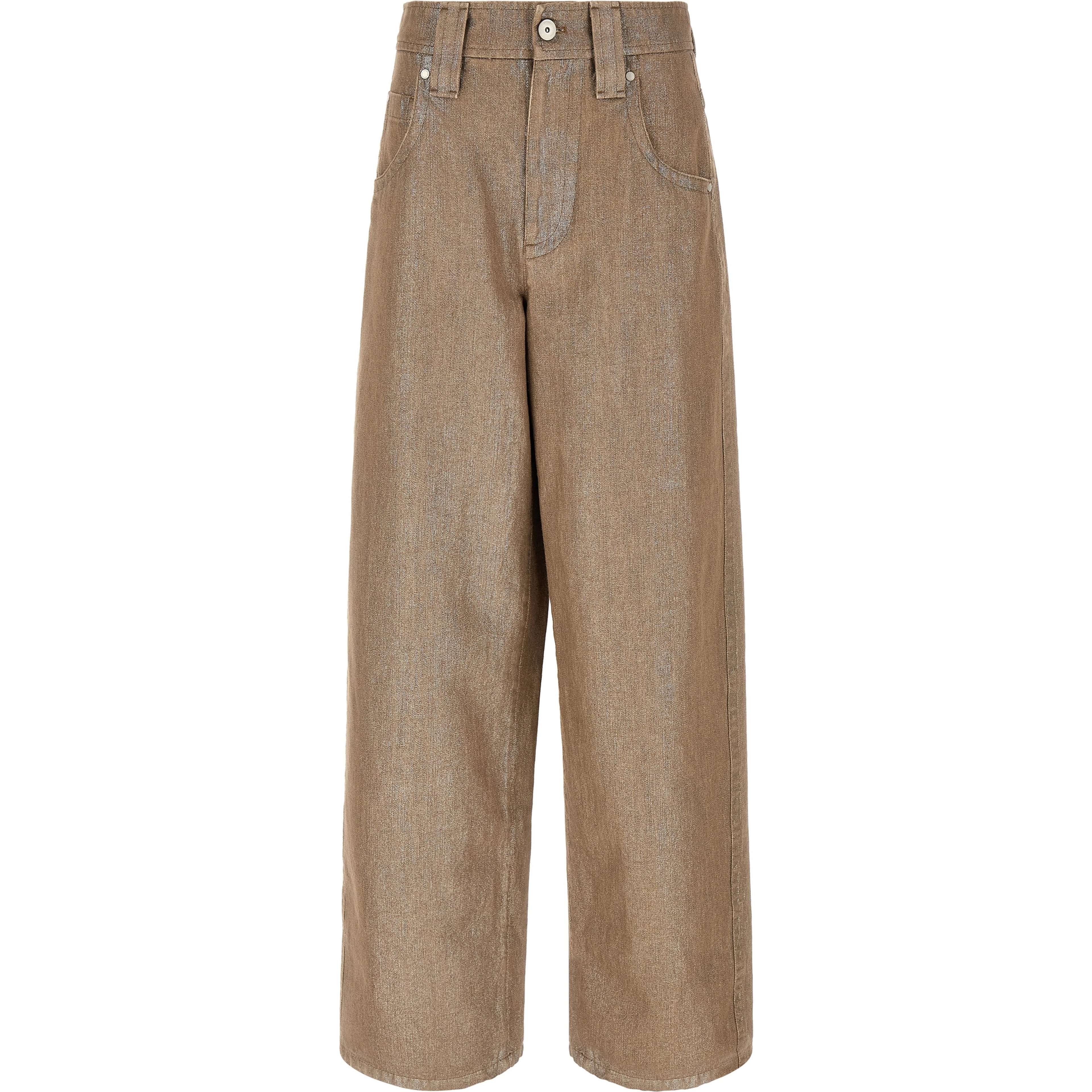 Beige Cotton Relaxed Fit Jeans