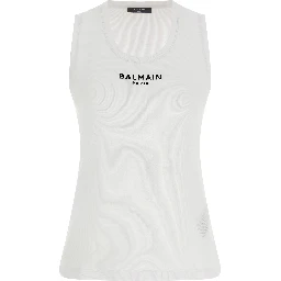 White Cotton Sleeveles T-Shirt