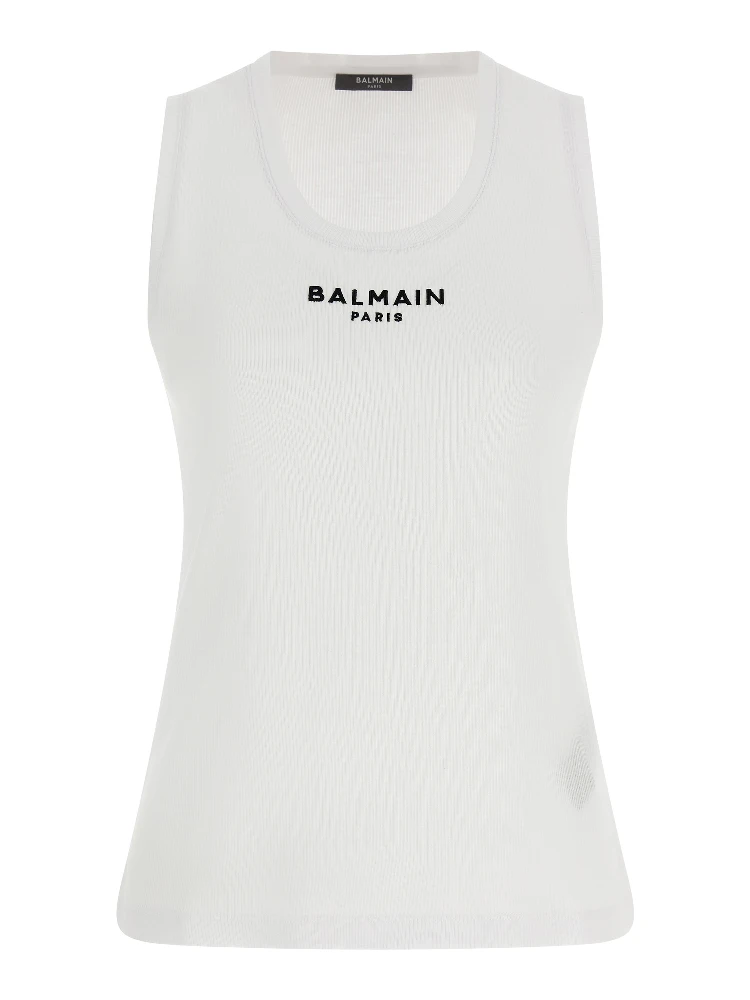 White Cotton Sleeveles T-Shirt