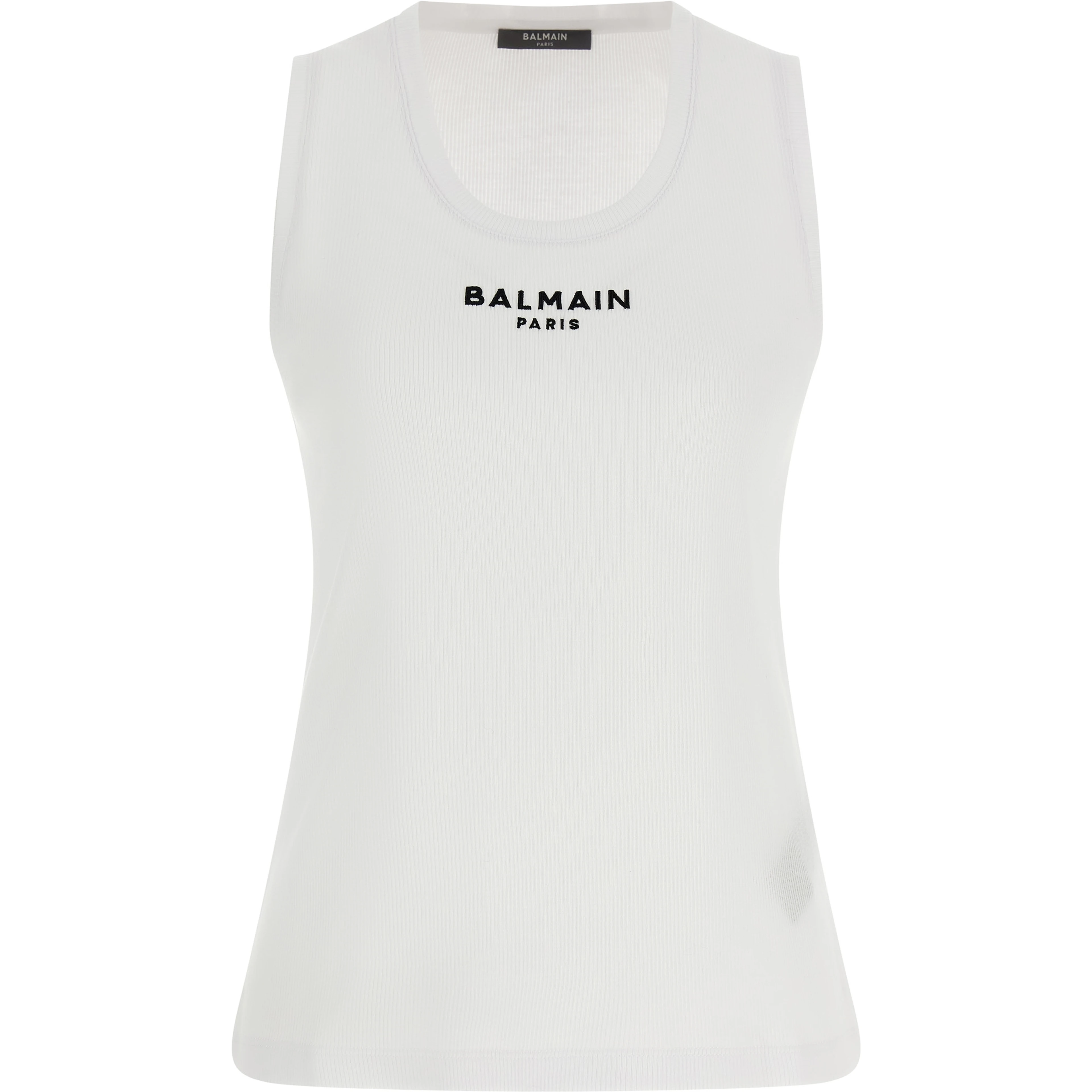 White Cotton Sleeveles T-Shirt