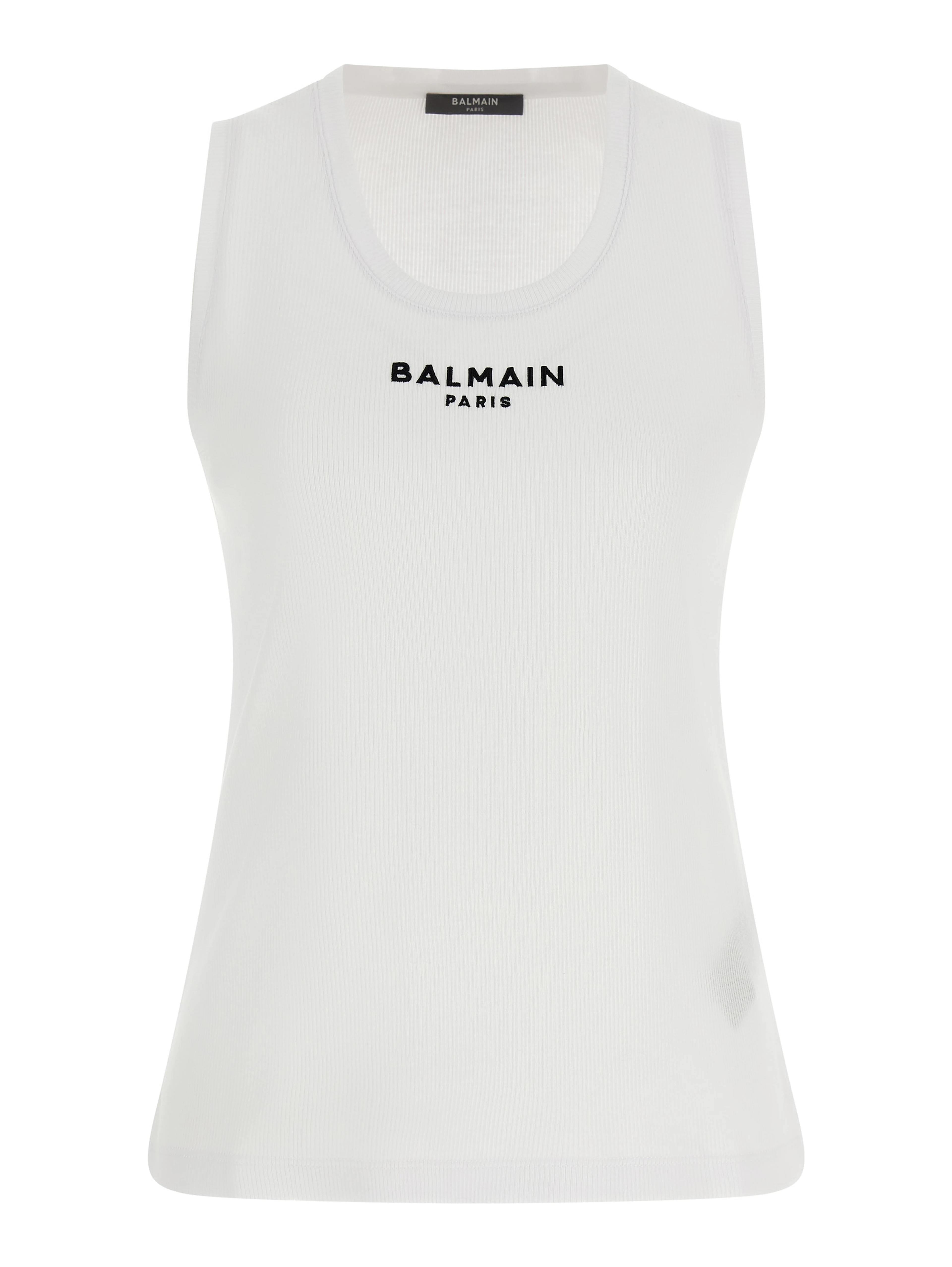 White Cotton Sleeveles T-Shirt