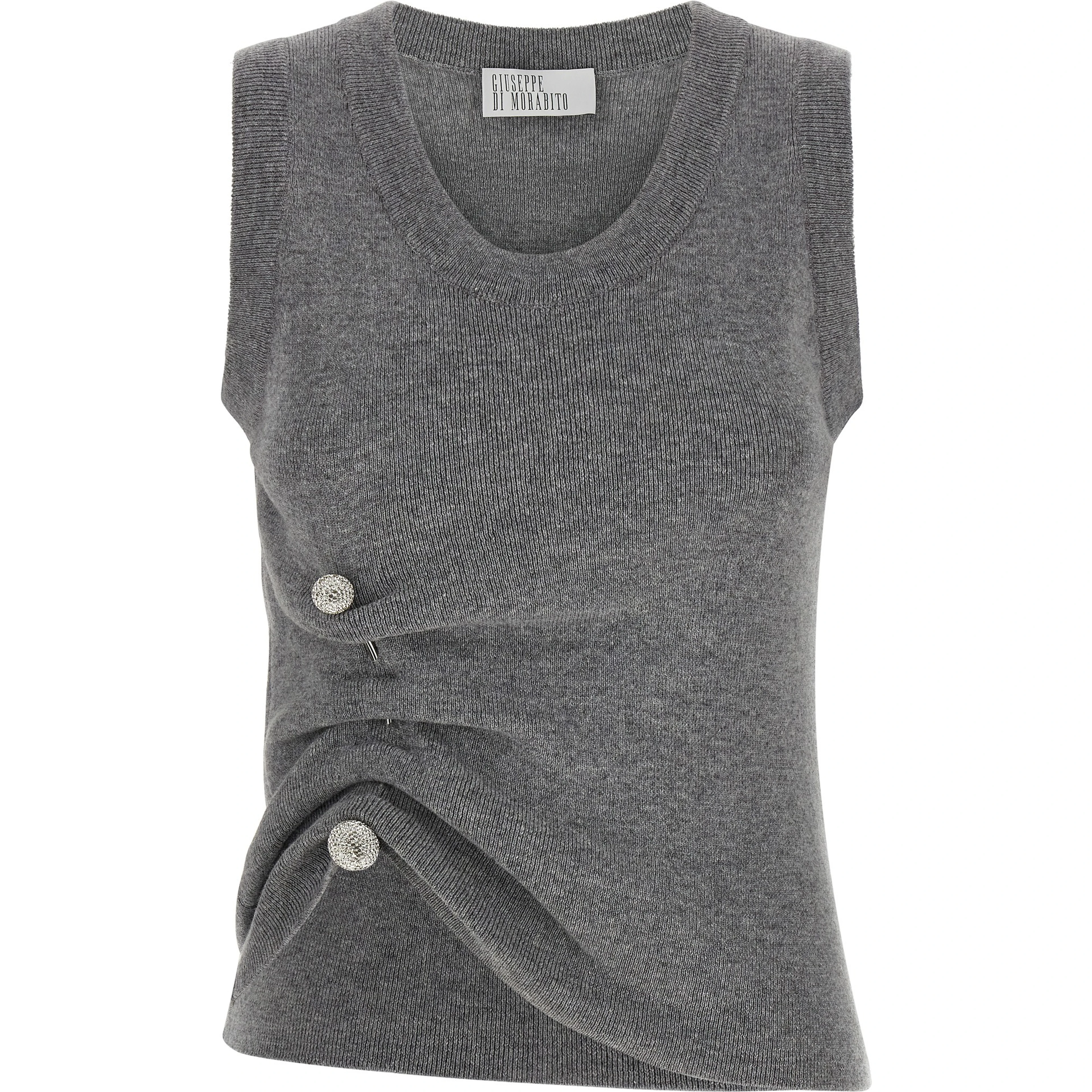 Gray Virgin Wool Sleeveles Sweater