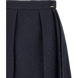 Blue Virgin Wool Long Skirt