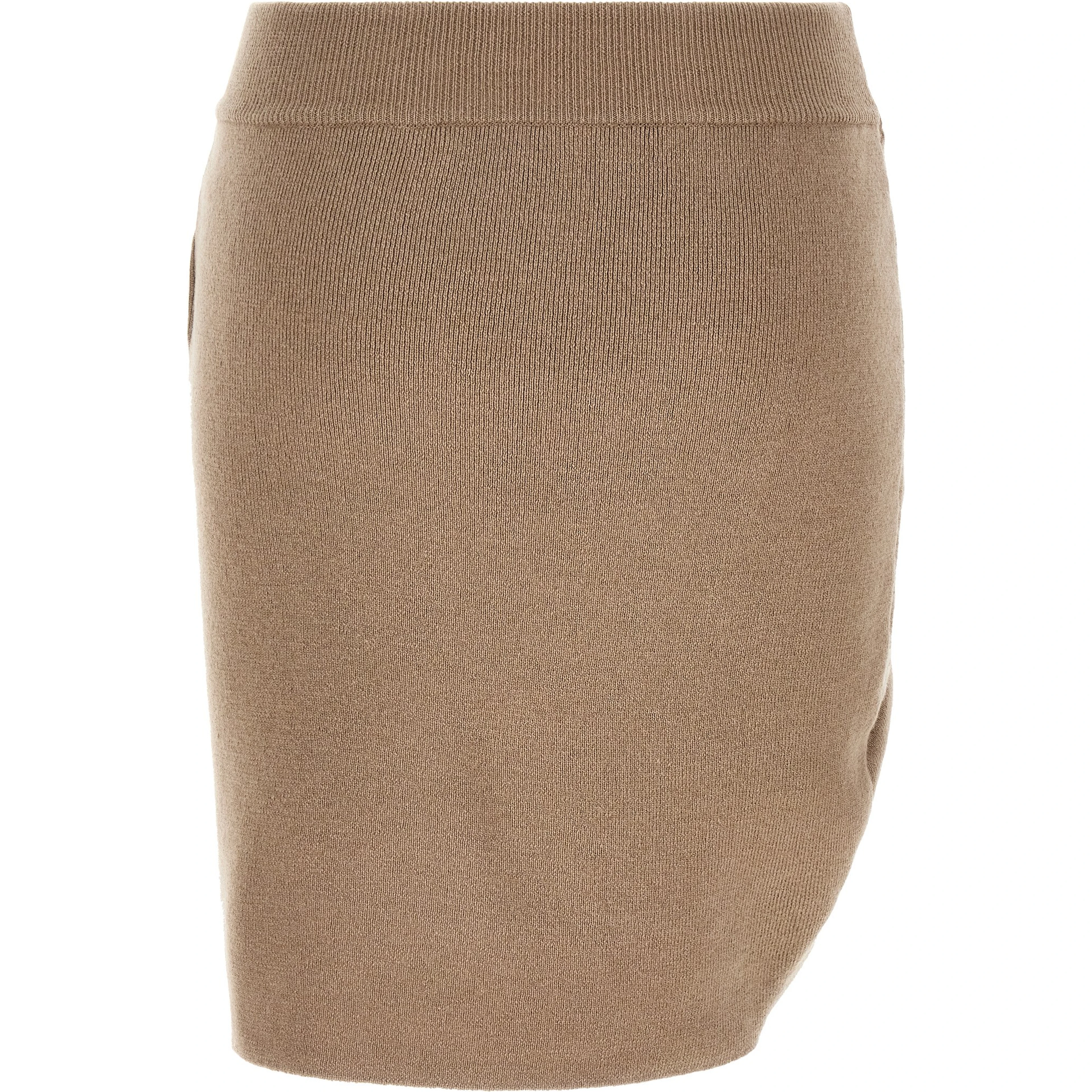 Beige Virgin Wool Long Skirt