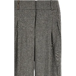 Gray Virgin Wool Casual Pants