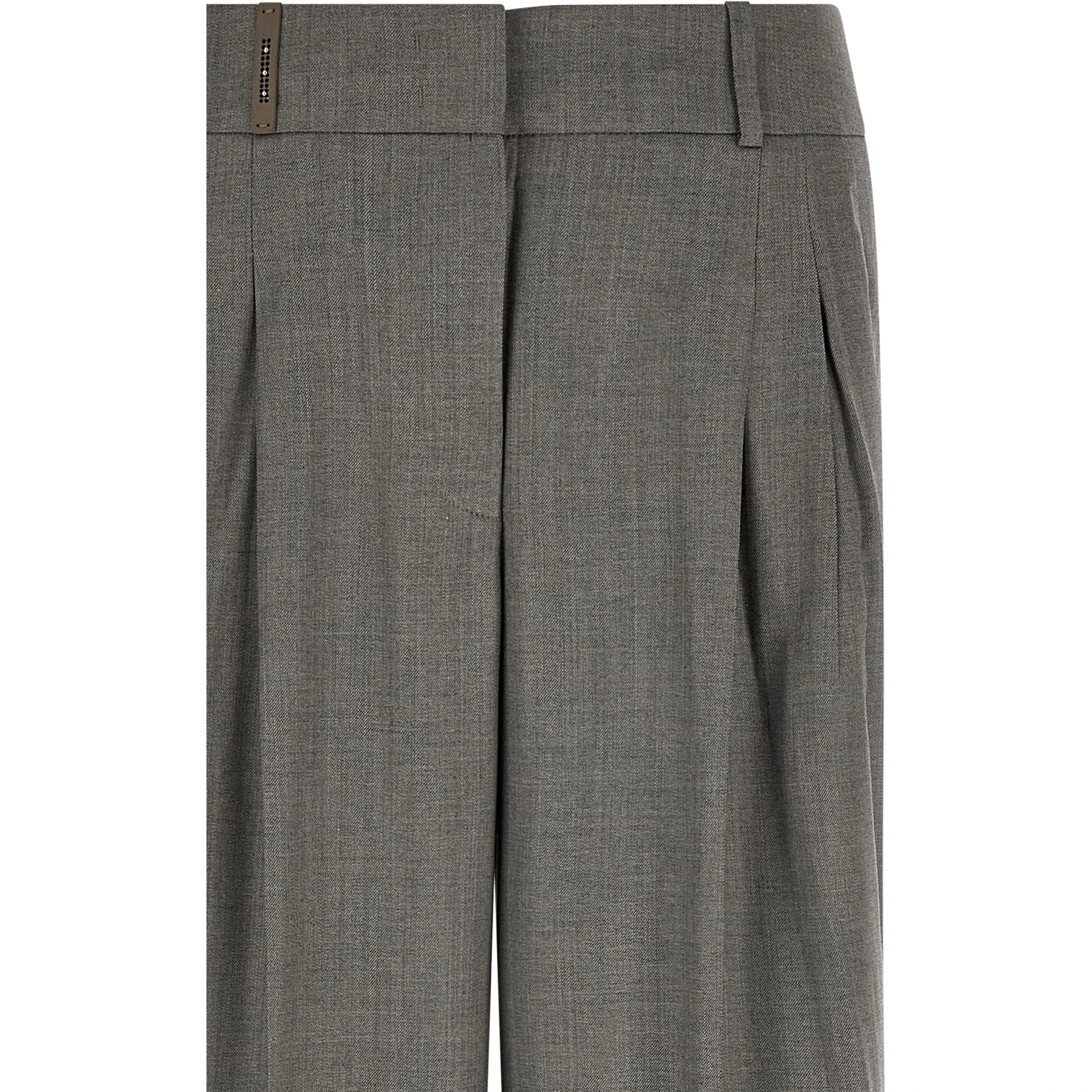 Gray Virgin Wool Casual Pants