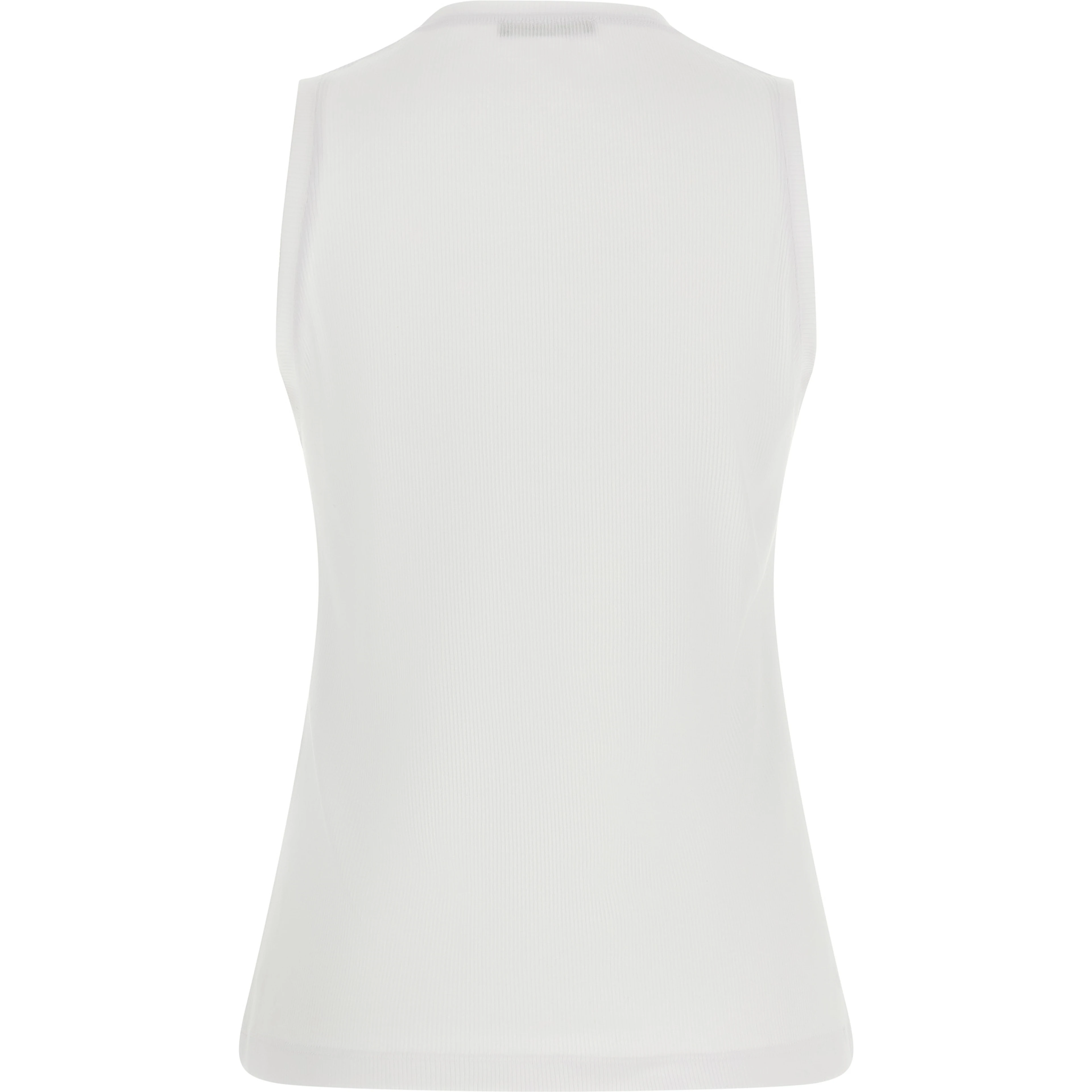 White Cotton Sleeveles T-Shirt
