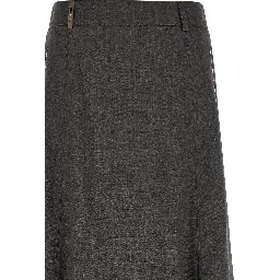 Gray Virgin Wool Midi Skirt