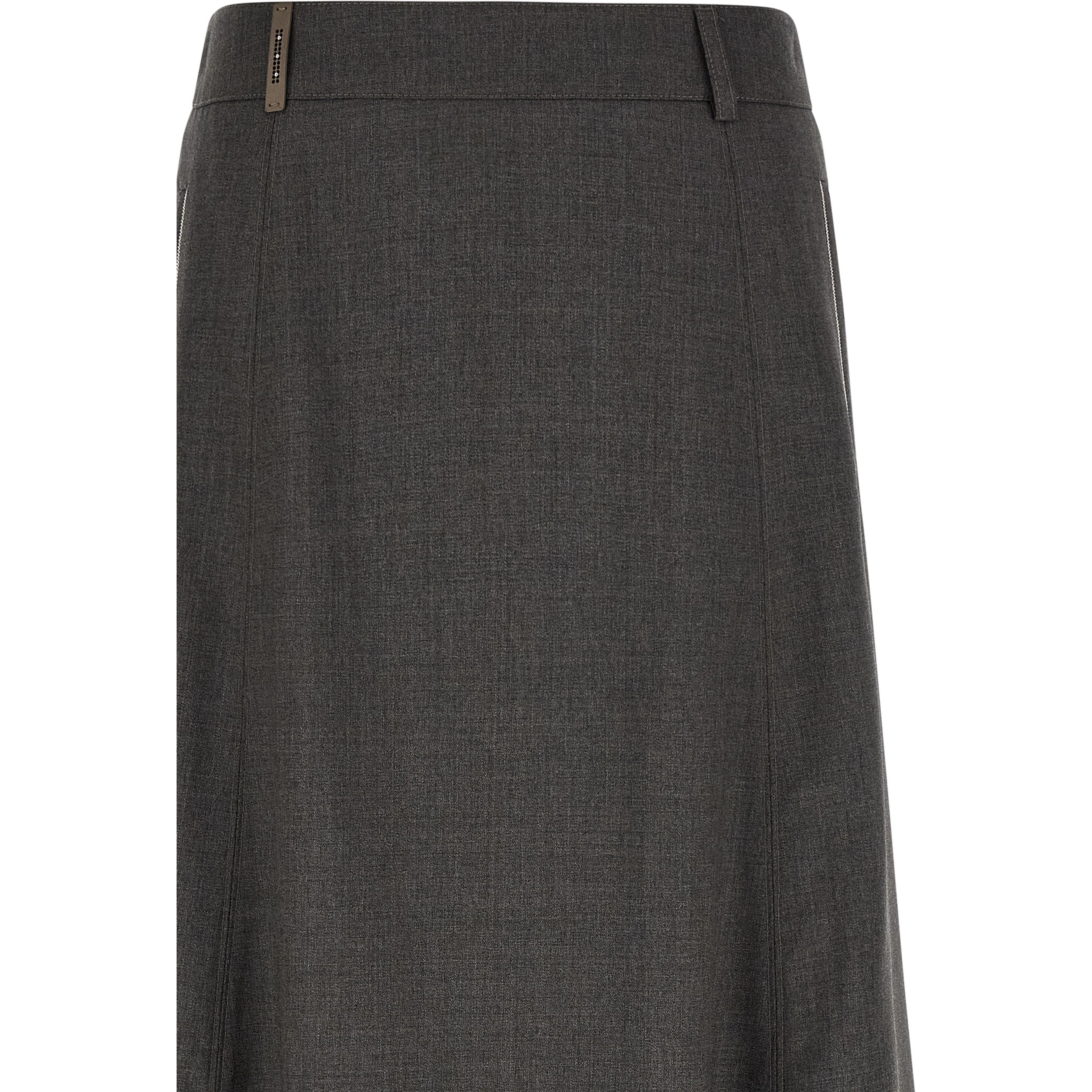 Gray Virgin Wool Midi Skirt