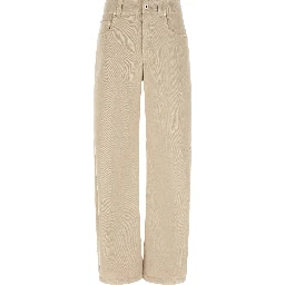 Beige Cotton Relaxed Fit Jeans