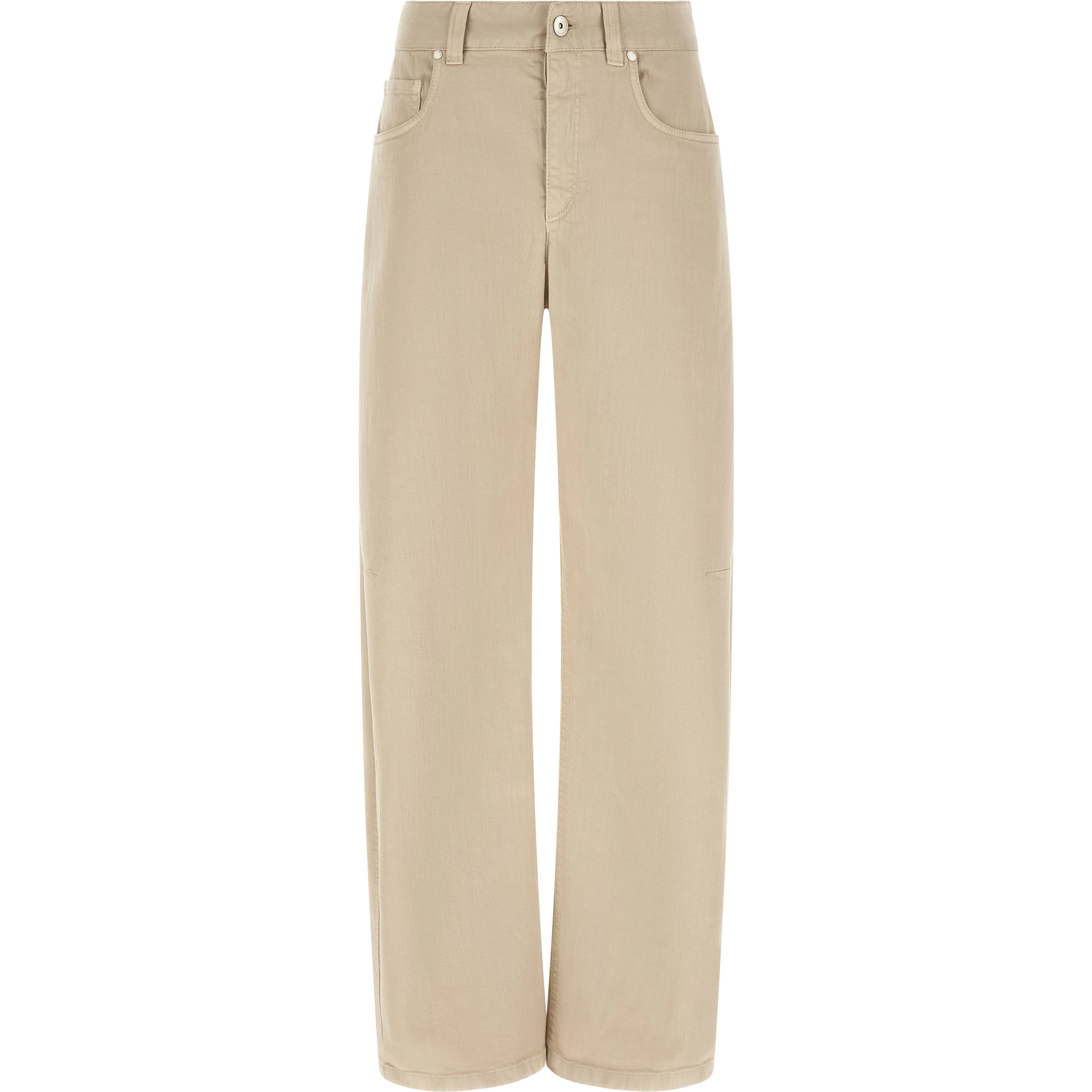 Beige Cotton Relaxed Fit Jeans