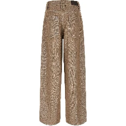 Beige Cotton Relaxed Fit Jeans