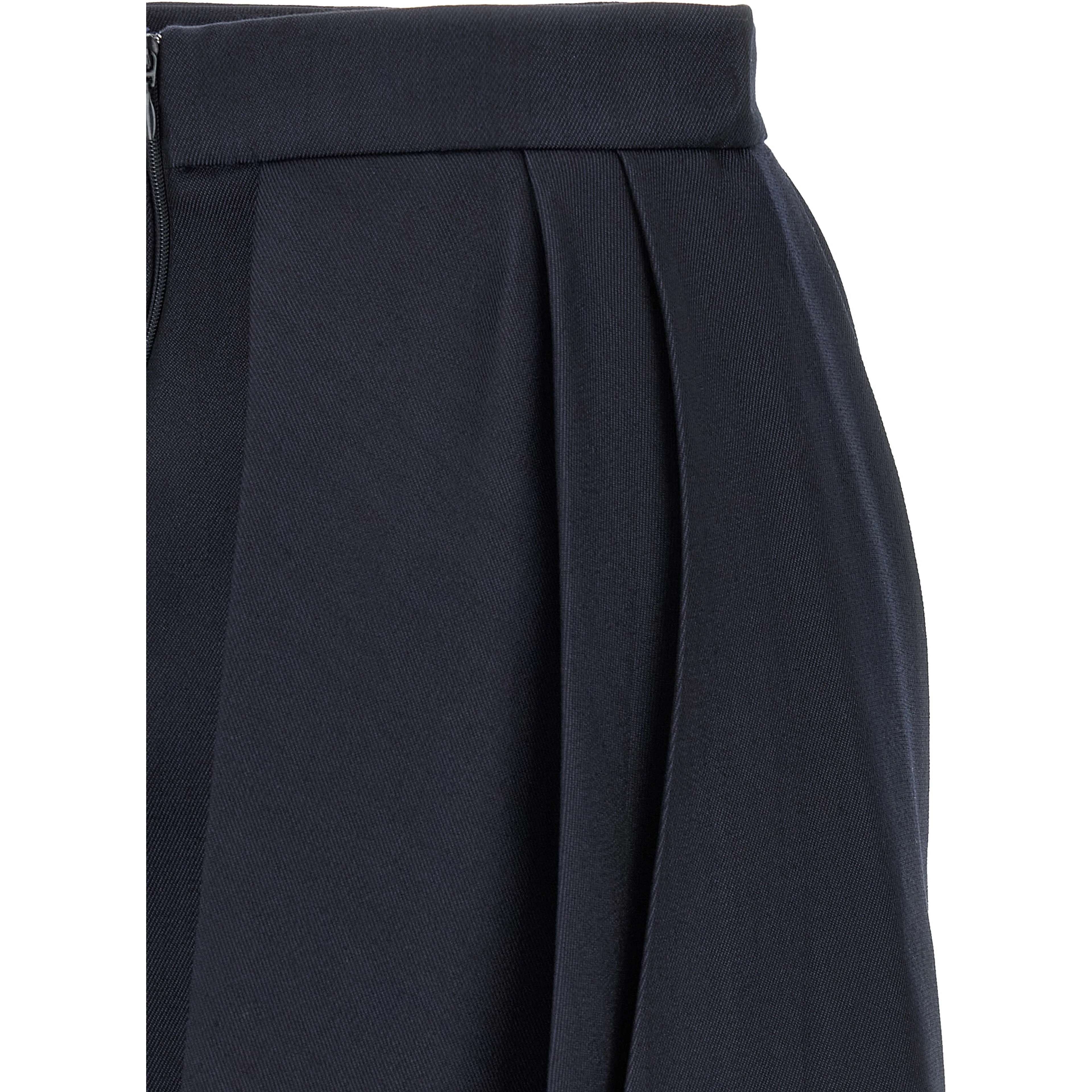 Blue Virgin Wool Long Skirt