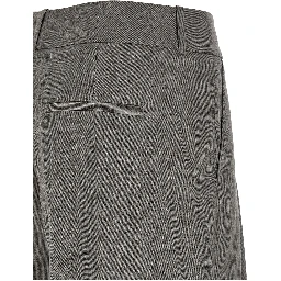 Gray Virgin Wool Casual Pants