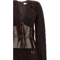 Brown Viscose Long Dress