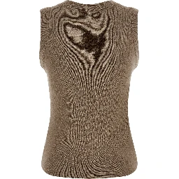 Beige Virgin Wool Sleeveles T-Shirt