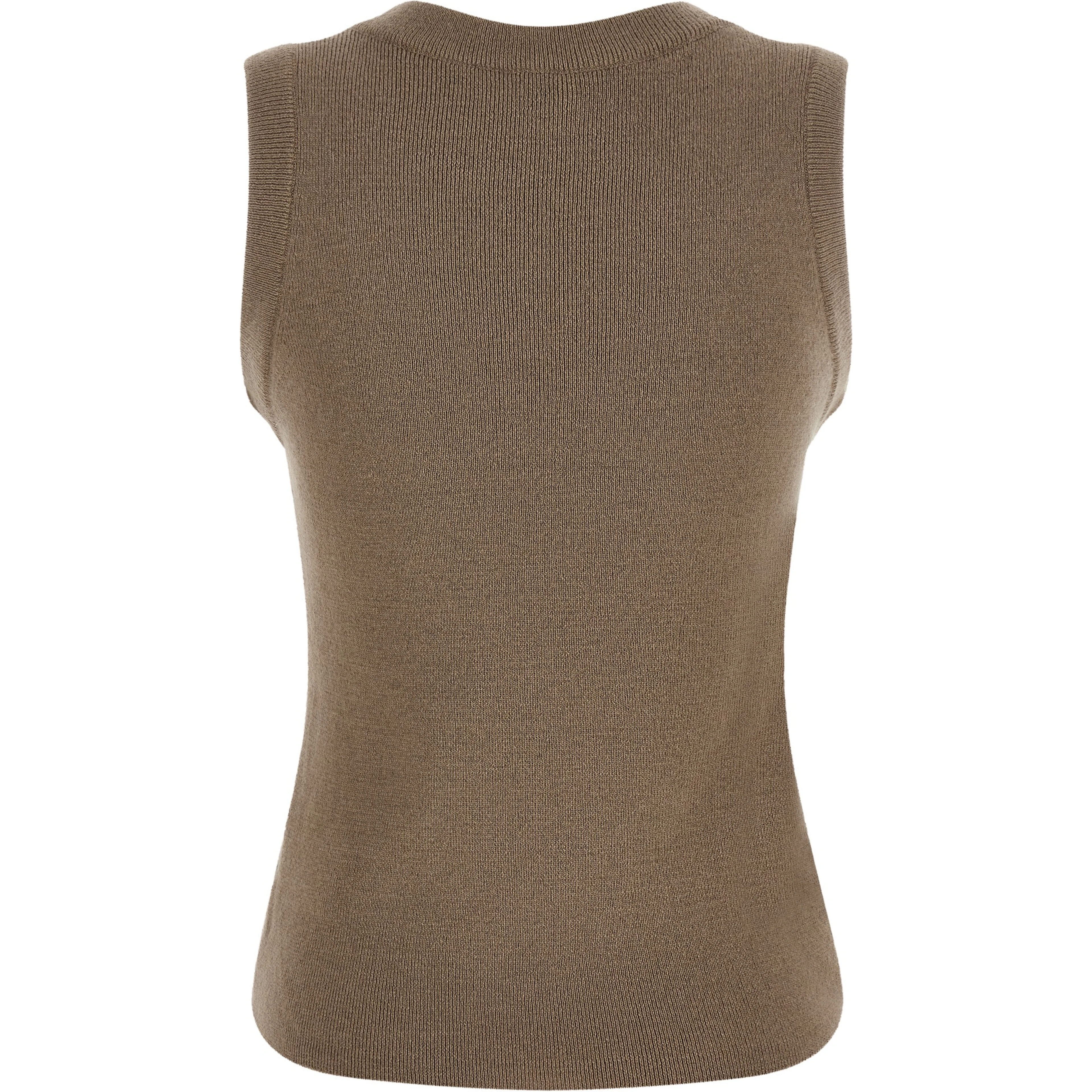 Beige Virgin Wool Sleeveles T-Shirt