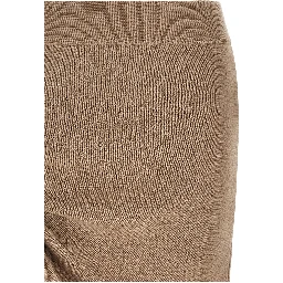 Beige Virgin Wool Long Skirt