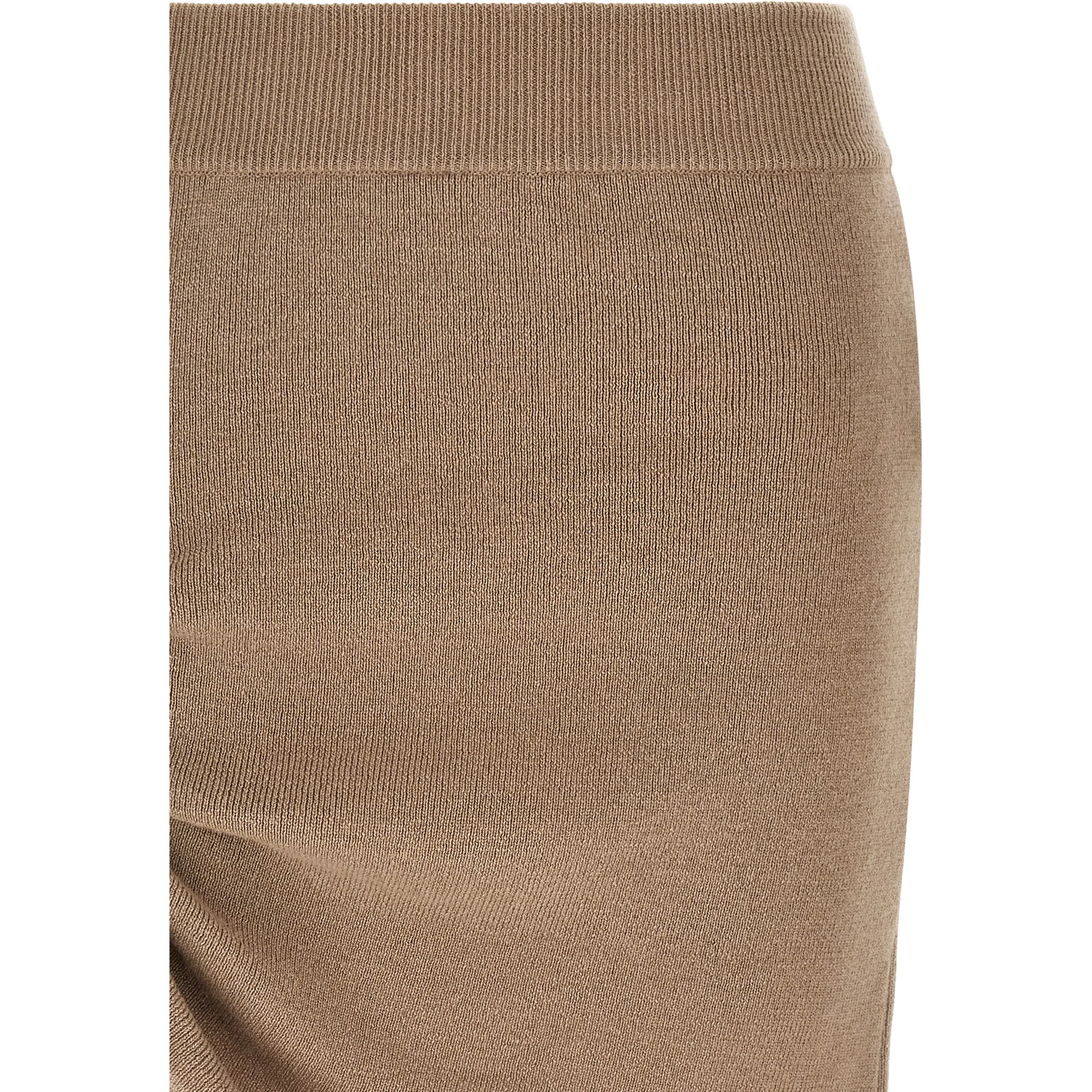 Beige Virgin Wool Long Skirt