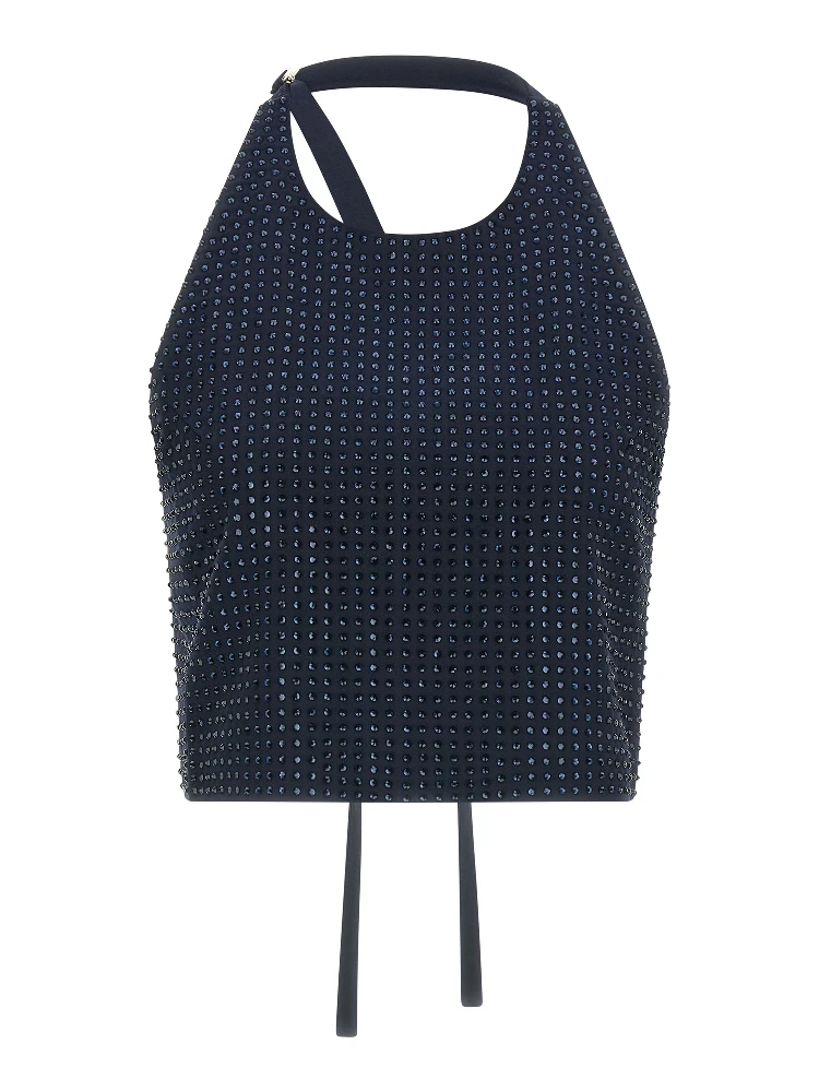 Blue Polyester Tank Tops