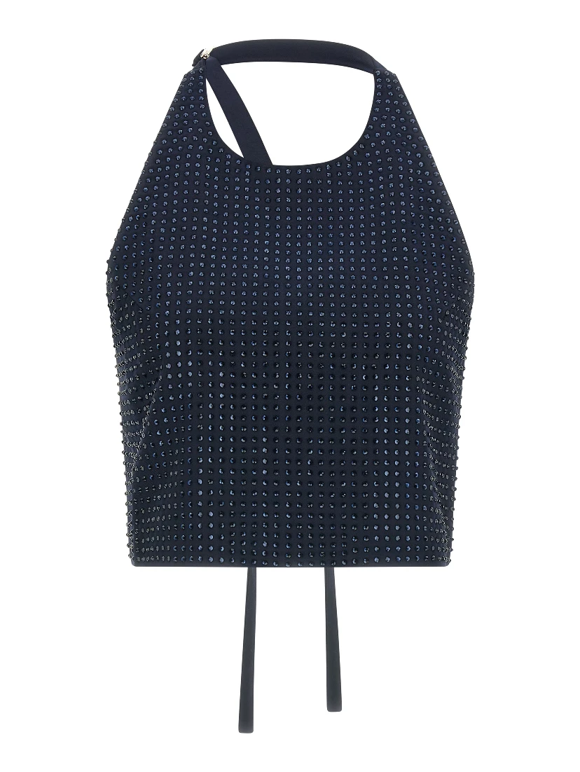 Blue Polyester Tank Tops