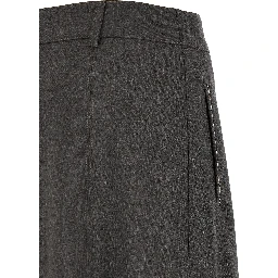 Gray Virgin Wool Midi Skirt