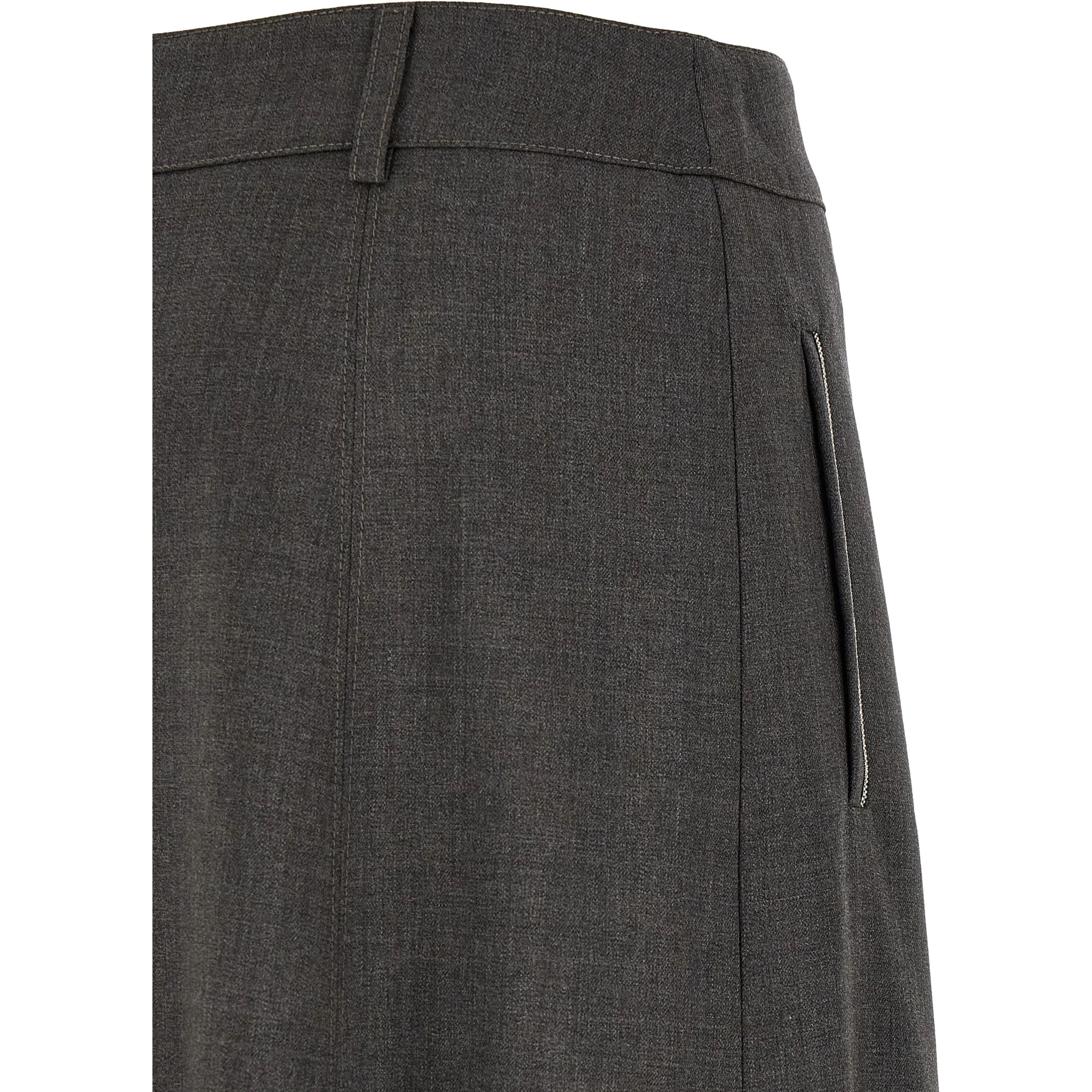 Gray Virgin Wool Midi Skirt