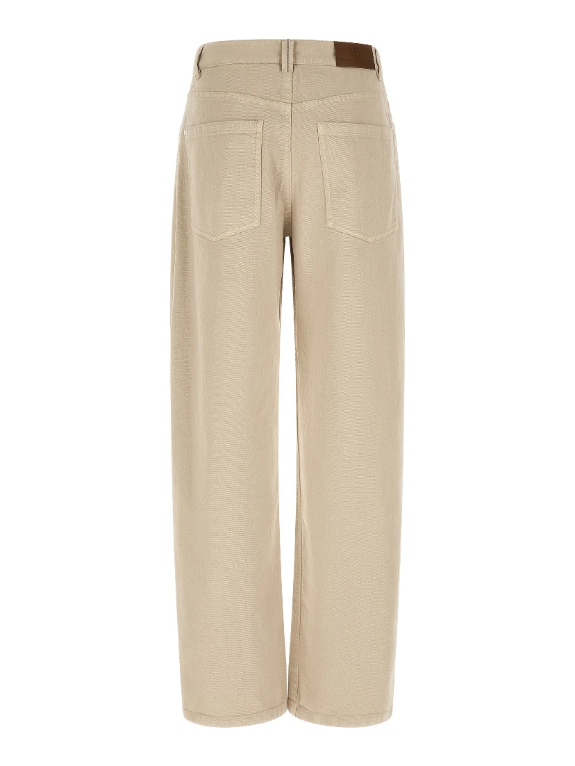 Beige Cotton Relaxed Fit Jeans