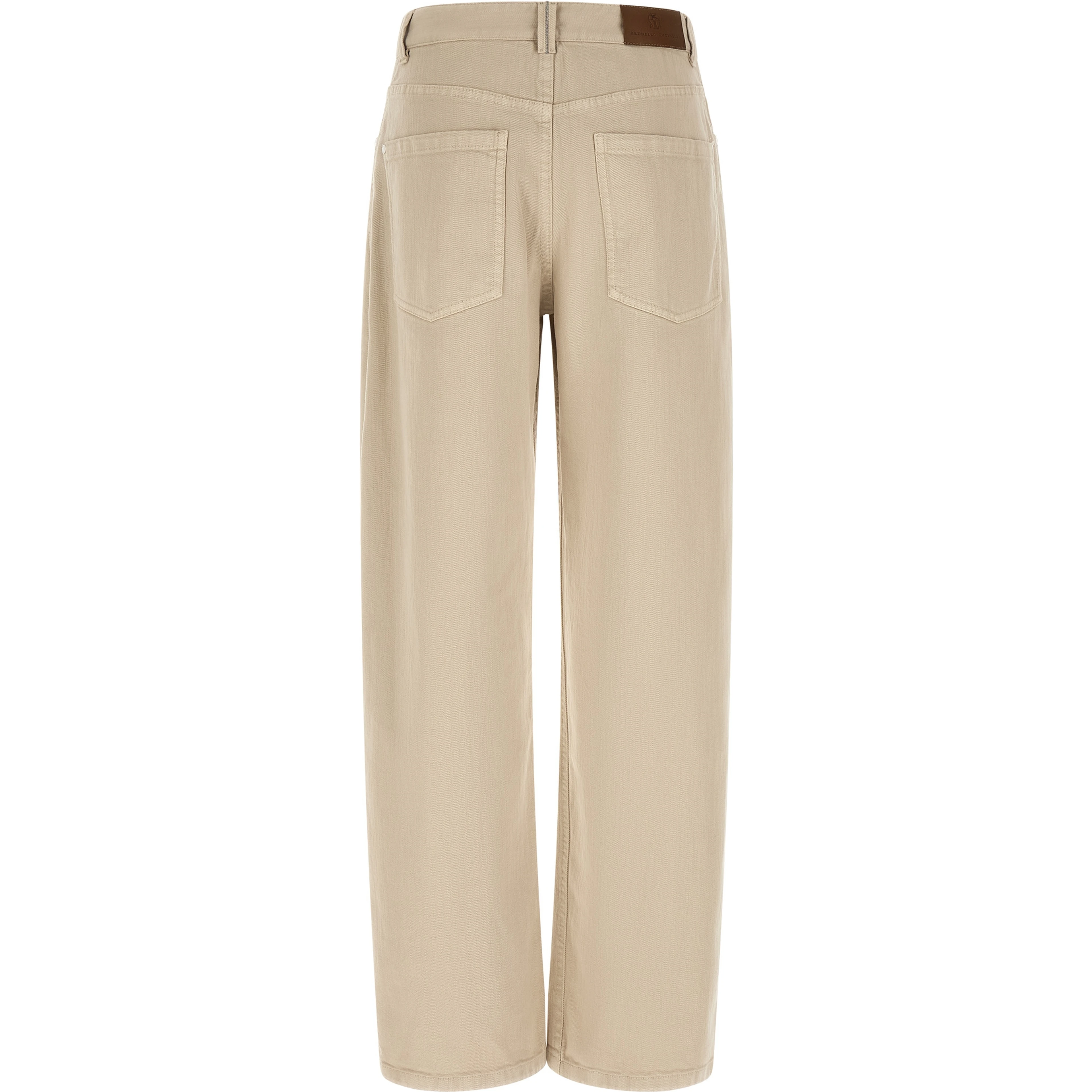Beige Cotton Relaxed Fit Jeans
