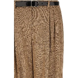 Beige Viscose Casual Pants