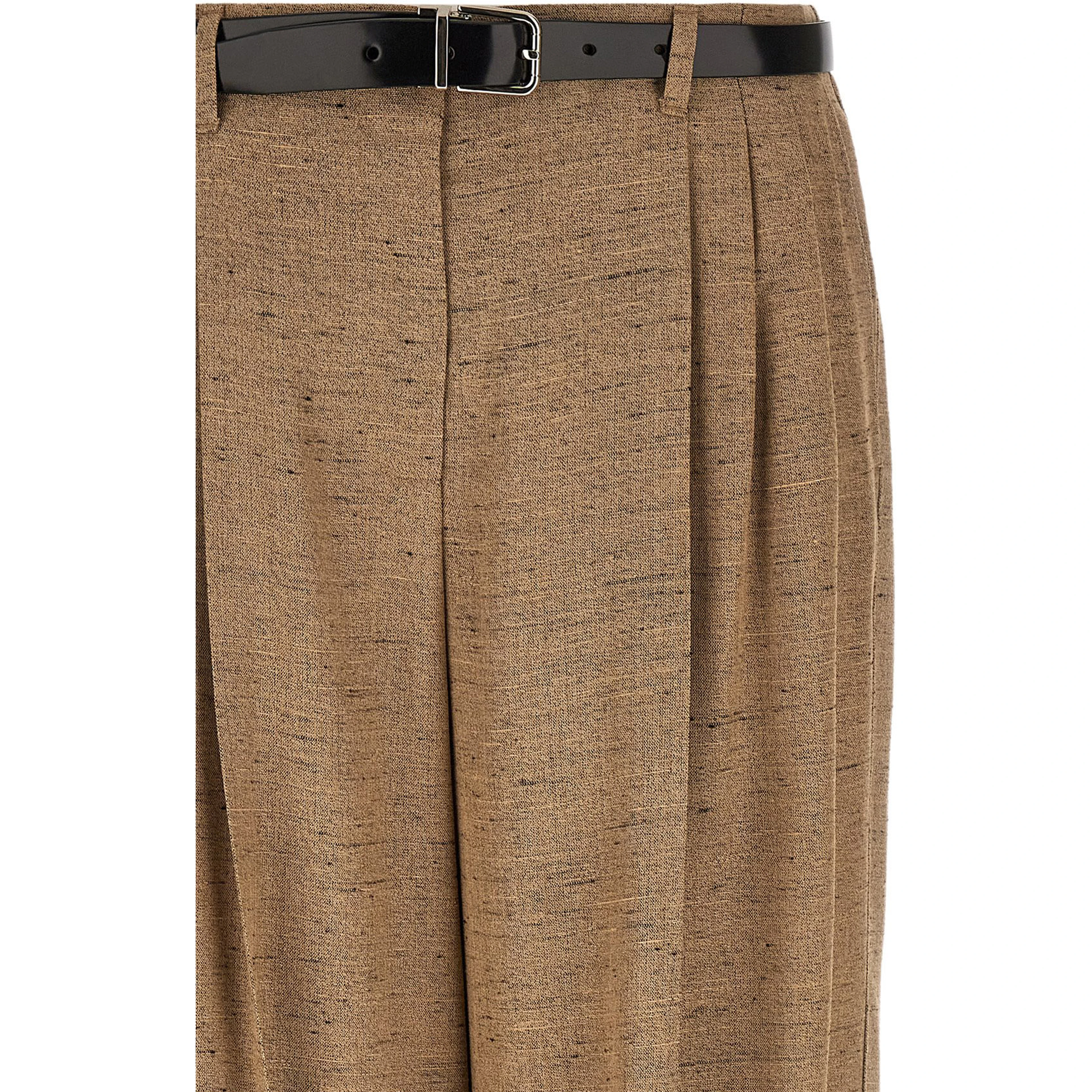 Beige Viscose Casual Pants