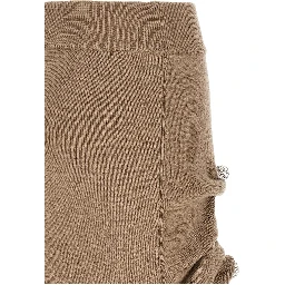 Beige Virgin Wool Long Skirt