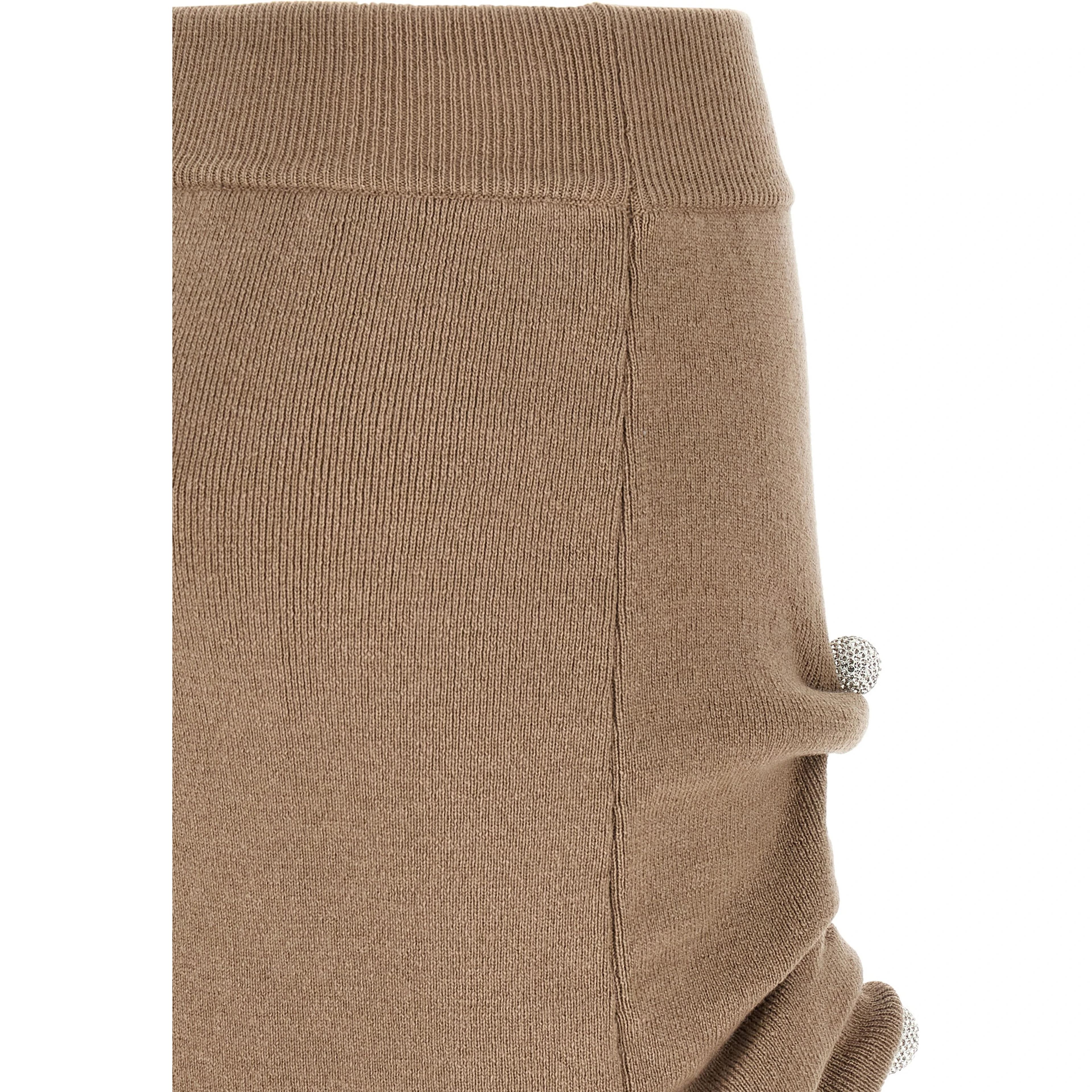 Beige Virgin Wool Long Skirt
