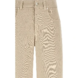 Beige Cotton Relaxed Fit Jeans