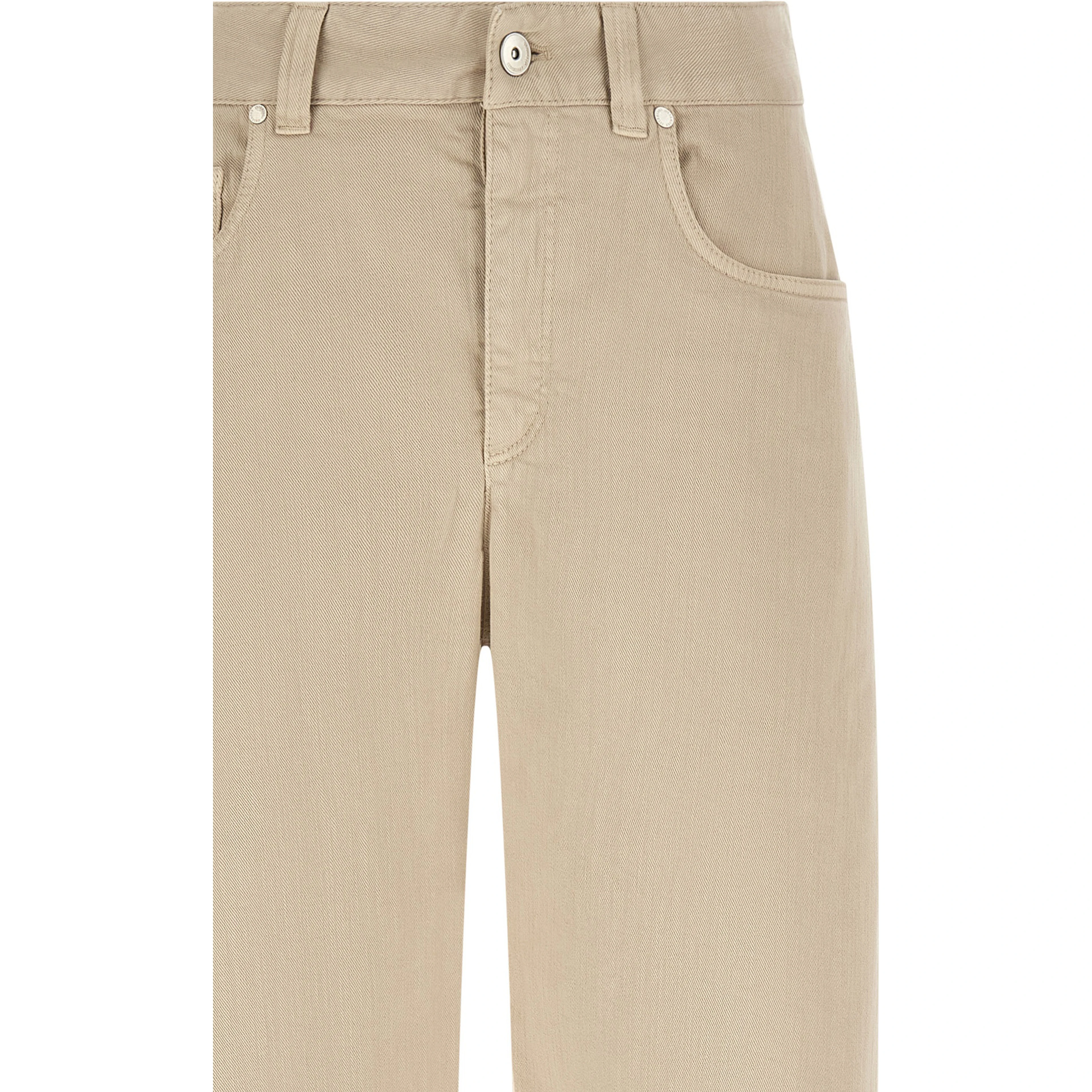 Beige Cotton Relaxed Fit Jeans