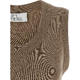 Beige Virgin Wool Sleeveles T-Shirt