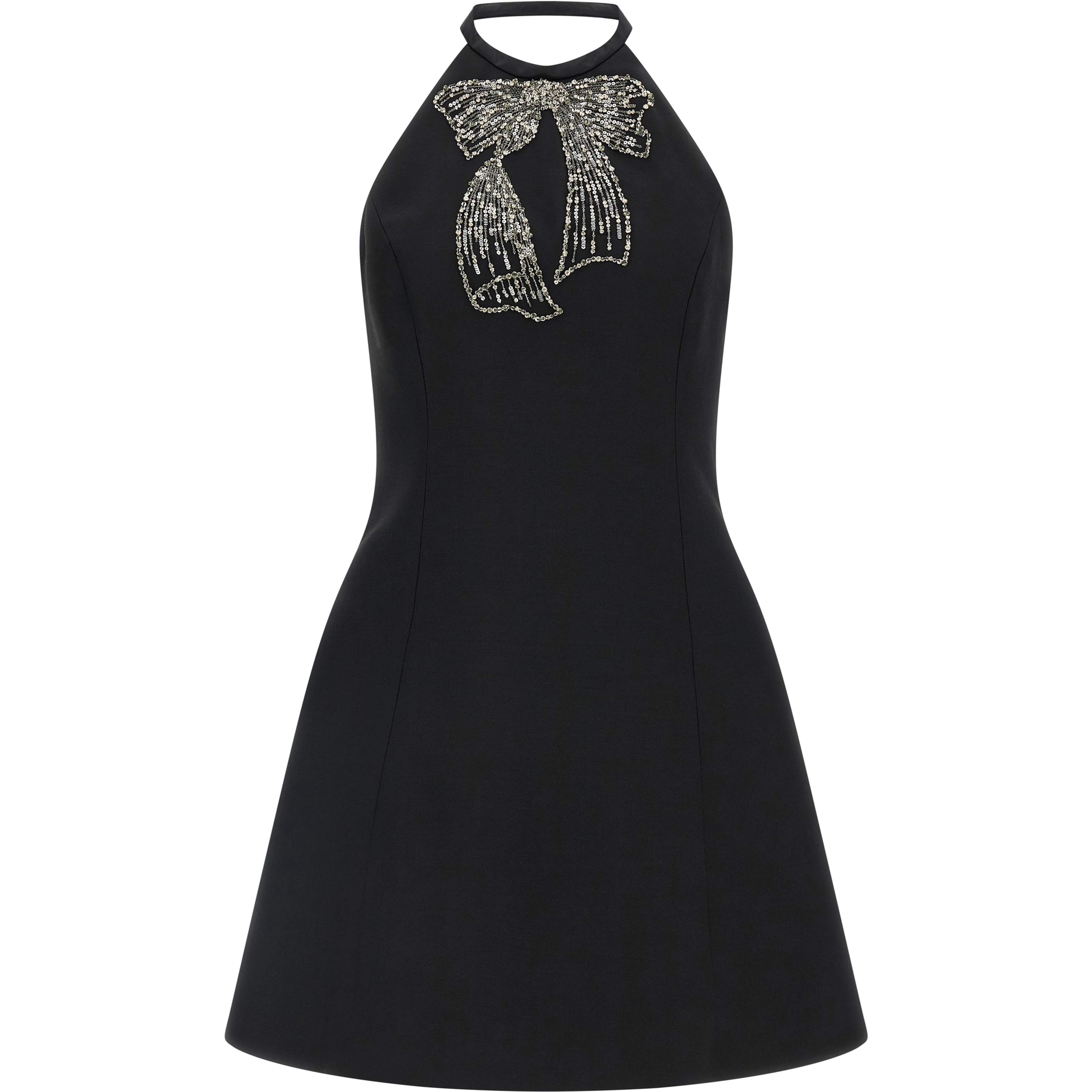 Black Virgin Wool Short Dress