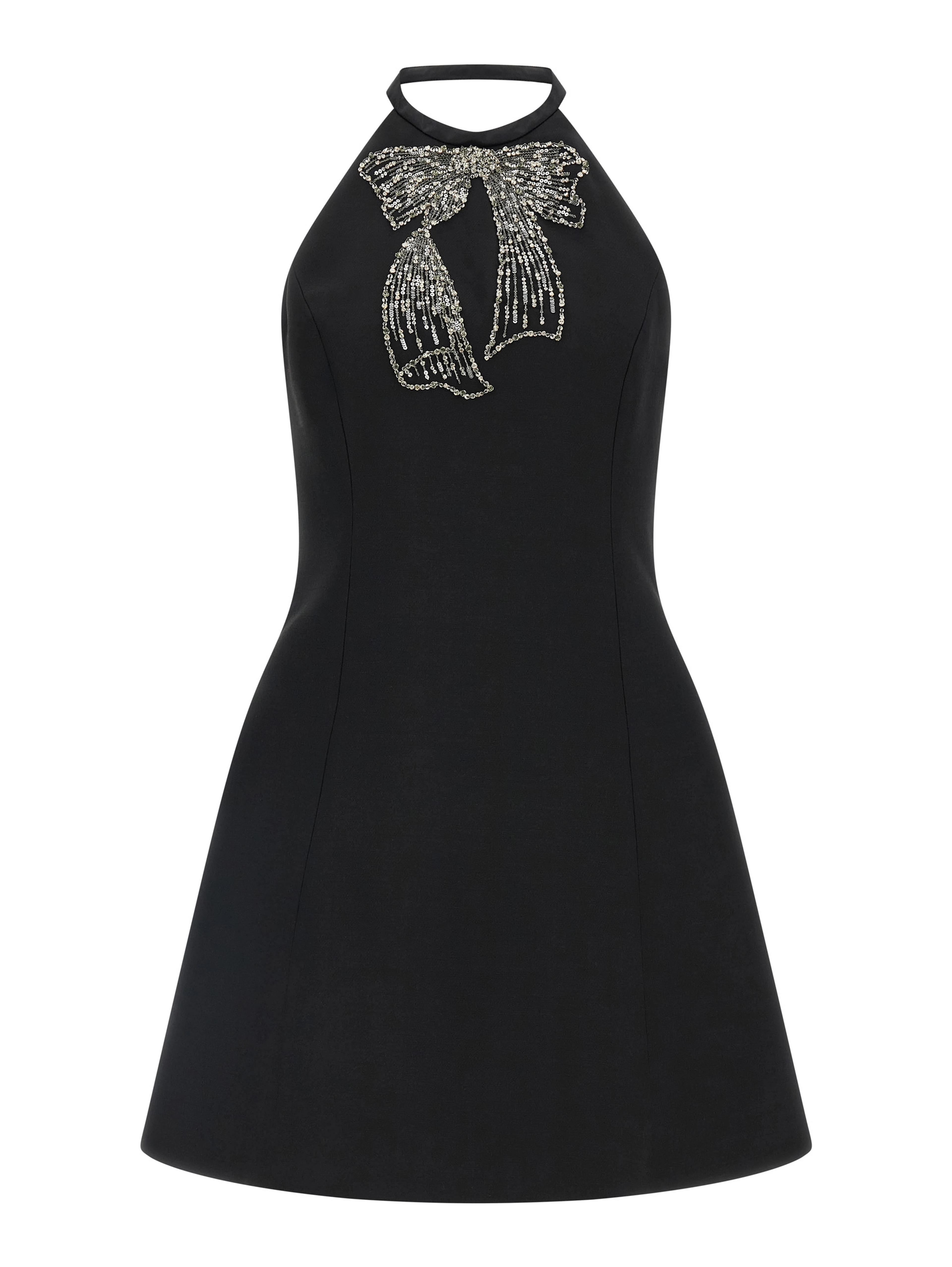 Black Virgin Wool Short Dress