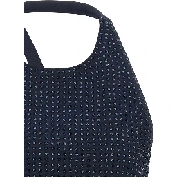 Blue Polyester Tank Tops
